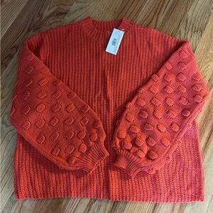 &merci Local Boutique Brand Bubble Sleeve red/orange Sweater Size Small